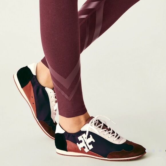 TORY SPORT HIGH Rise Compression Melange Side Pocket Legging Maron S Like New - Picture 6 of 7